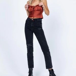 NWT Washed black straight leg jeans